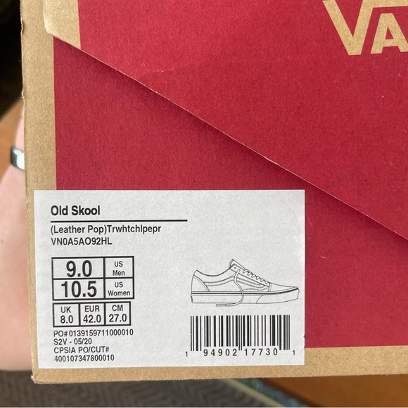 Vans Old skool leather pop red/cream shoes size 9 - Picture 9 of 10